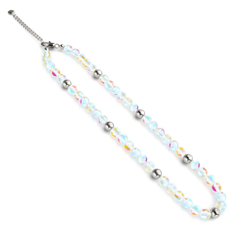 Rainbow Supernova | Silver | Galaxy Glass Statement Necklace